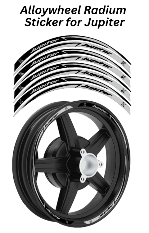 Alloy Wheel Radium Sticker Compatible with Jupiter | Made in Premium Radium with FPF (Fade Protection Film), Precut Sticker, Waterproof, Pack of 1